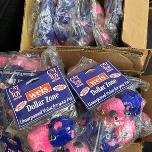 12 packages of Weis Dollar Zone cat toys Fuzzy pom ball mice mouse cat toy lot